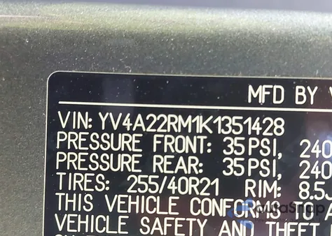 2019 Volvo Xc60 T6 R-Design из США, поврежденный, VIN YV4A22RM1K1351428